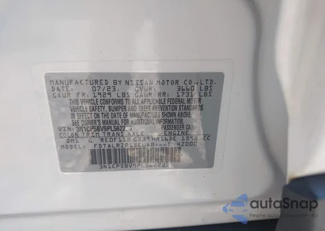 2023 Nissan Kicks S Xtronic Cvt from USA, damaged, VIN 3N1CP5BV9PL562235